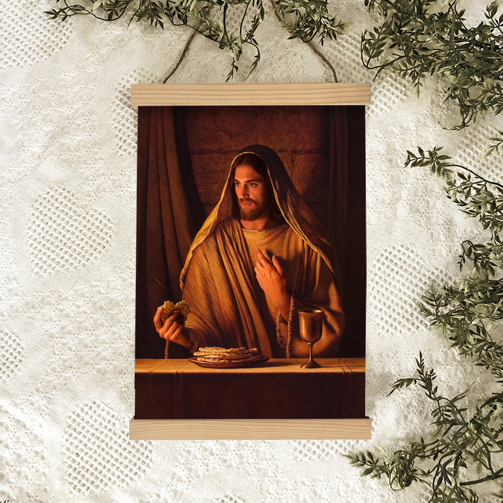 Bread Of Life Hanging Canvas Wall Art - Jesus Picture - Jesus Portrait Canvas - Religious Canvas