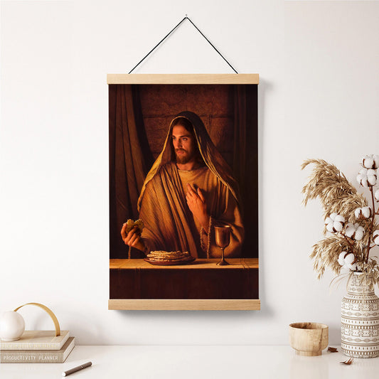 Bread Of Life Hanging Canvas Wall Art - Jesus Picture - Jesus Portrait Canvas - Religious Canvas