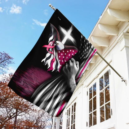 Breast Cancer Faith Christian Cross Garden Flag - Outdoor Christian Flag - Religious Flags