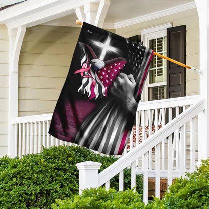 Breast Cancer Faith Christian Cross Garden Flag - Outdoor Christian Flag - Religious Flags