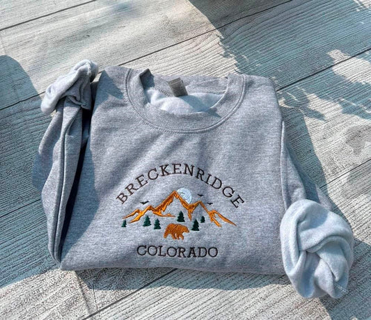 Breckenridge Colorado Embroidered Sweatshirt, Women's Embroidered Sweatshirts