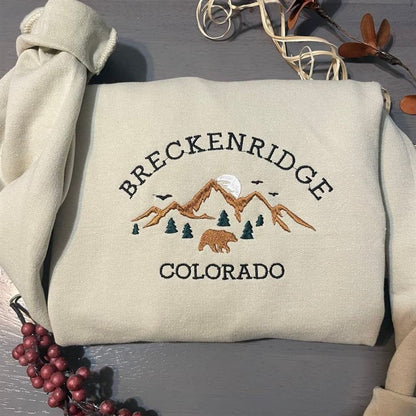 Breckenridge Colorado Embroidered Sweatshirt, Women's Embroidered Sweatshirts
