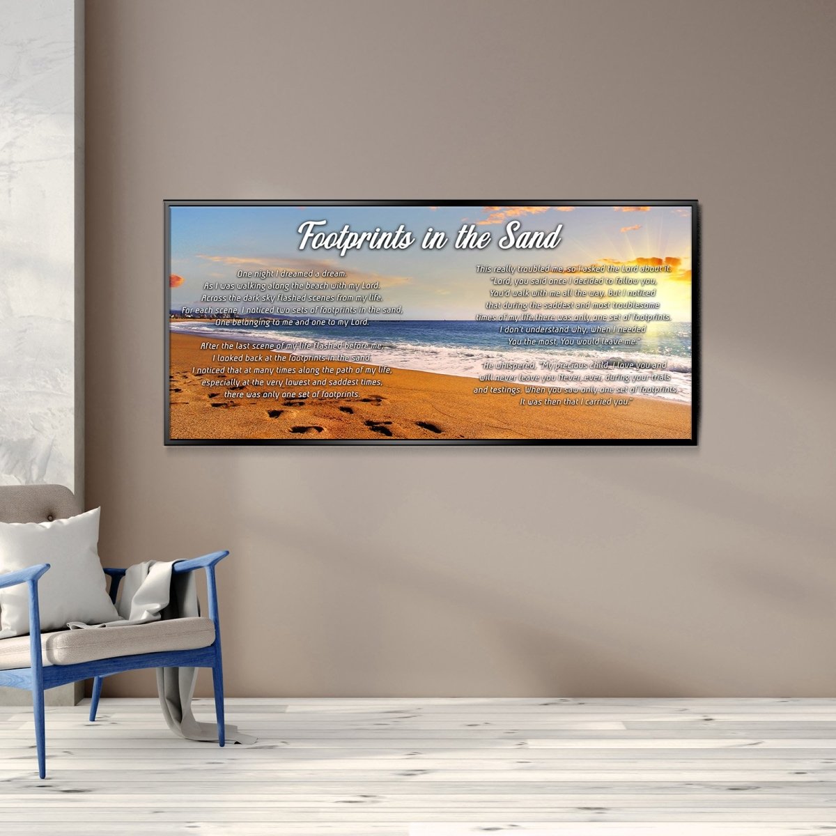 Bright Sun Footprints In The Sand Wall Art & Decor - Christian Canvas Wall Art