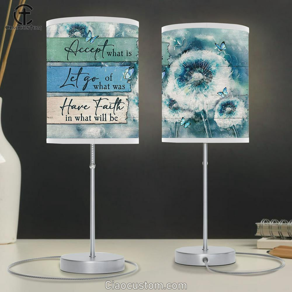 Brilliant Dandelion Flower Accept What Is Let Go Lamp Art Table Lamp - Christian Lamp Art - Religious Art