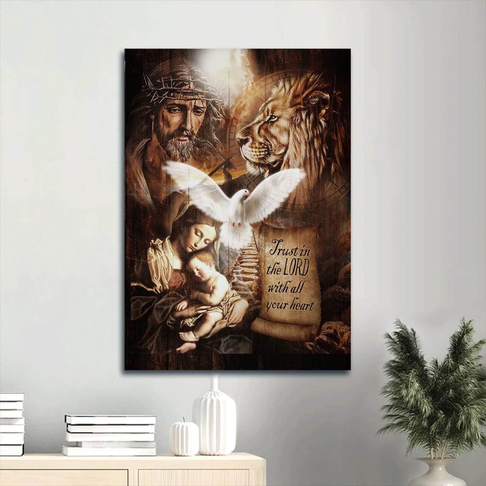 Brilliant Dove The Life Of Jesus Stunning Lion Trust In The Lord Canvas Wall Art - Christian Gift