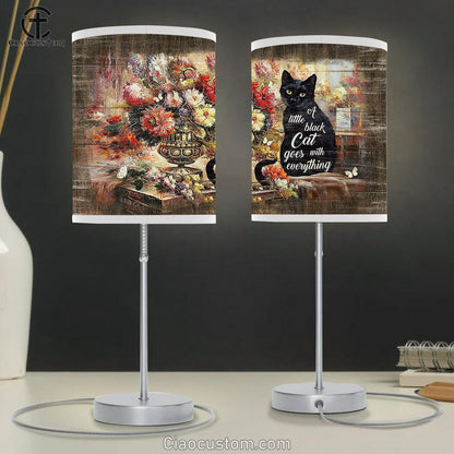 Brilliant Flower Garden Black Cat A Little Black Cat Goes With Everything Table Lamp For Bedroom - Bible Verse Table Lamp - Religious Room Decor
