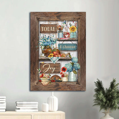 Brilliant Kitchen Blue Hydrangea Colorful Painting Today I Choose Joy Canvas Wall Art - Christian Gift