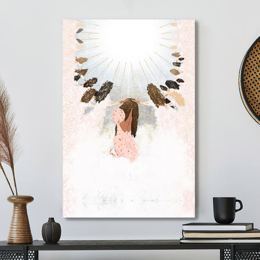 Broken Beautiful Canvas - Religious Young Woman Praying To God - Religious Posters - Christian Canvas Art - Christian Gifts For Women - Ciaocustom