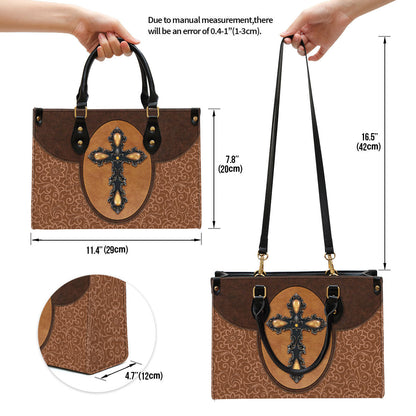 Brown Cross Leather Handbag - Religious Gifts For Women - Women Pu Leather Bag