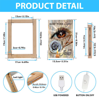 Brown Eye, Purple Rose, Candle Light, Keep Your Eyes On Jesus Frame Lamp