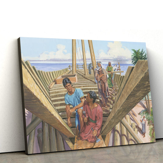 Building The Ship Canvas Wall Art - Christian Canvas Pictures - Religious Canvas Wall Art