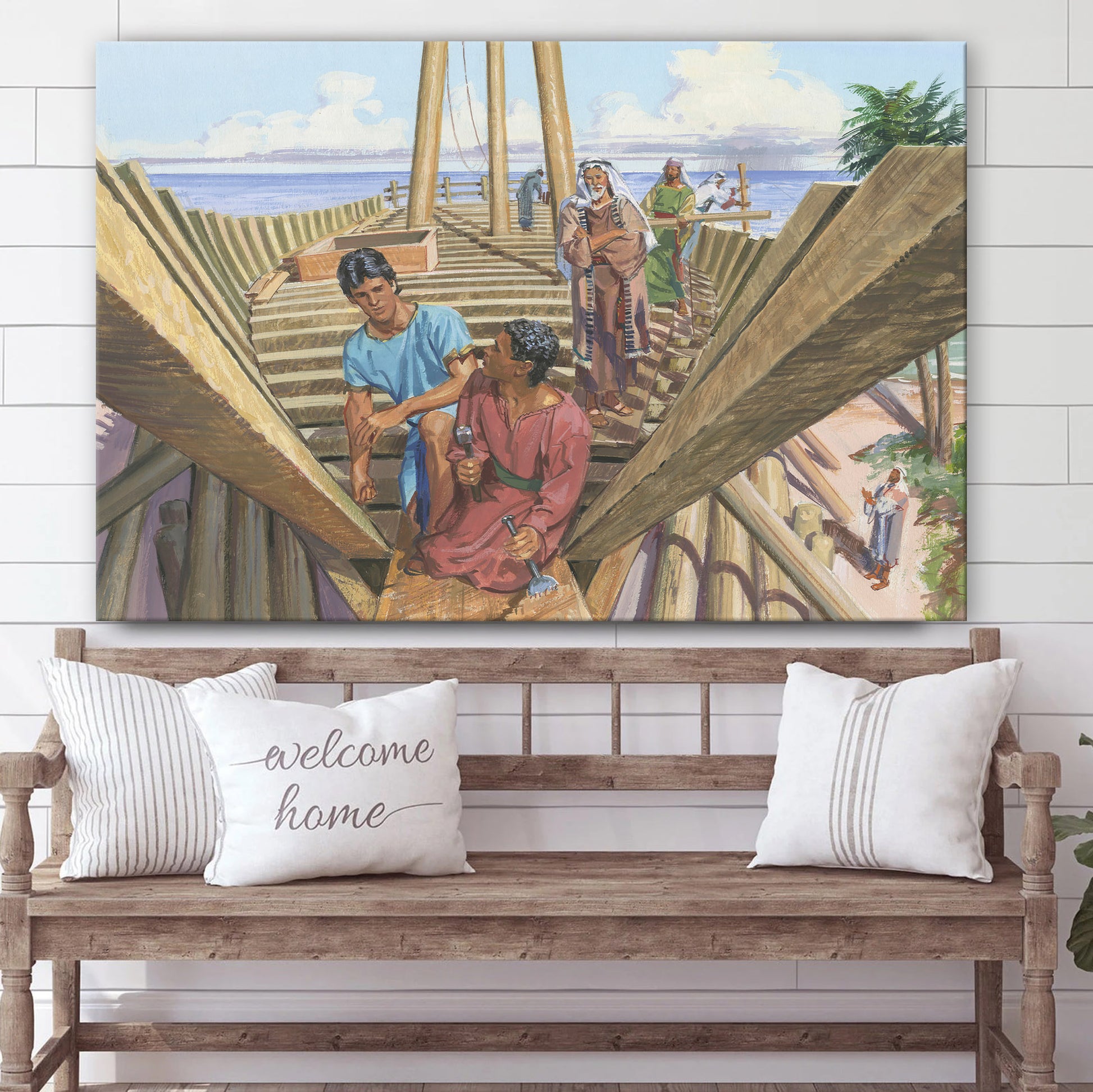 Building The Ship Canvas Wall Art - Christian Canvas Pictures - Religious Canvas Wall Art