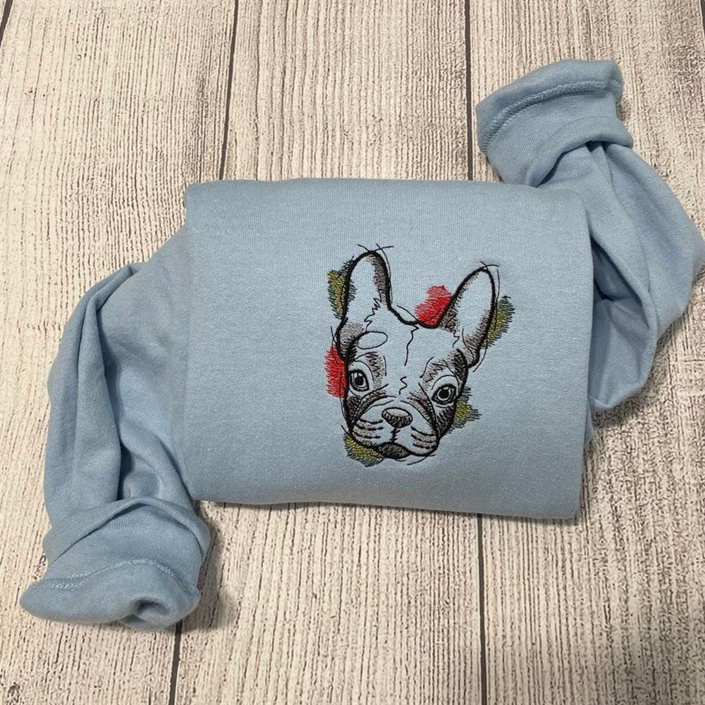 Bull Dog Embroidered Sweatshirt, Women's Embroidered Sweatshirts