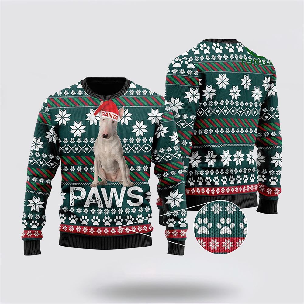 Bull Terrier Santa Printed Ugly Christmas Sweater For Men And Women, Gift For Christmas, Best Winter Christmas Outfit