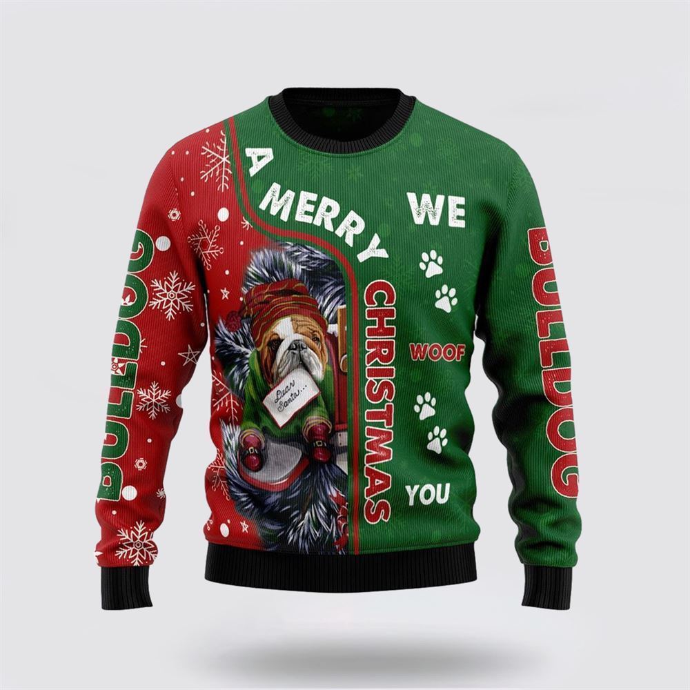 Bulldog 3D Ugly Christmas Sweater For Men And Women, Gift For Christmas, Best Winter Christmas Outfit
