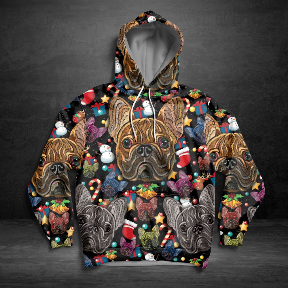 Bulldog Christmas Pattern All Over Print 3D Hoodie For Men And Women, Best Gift For Dog lovers, Best Outfit Christmas