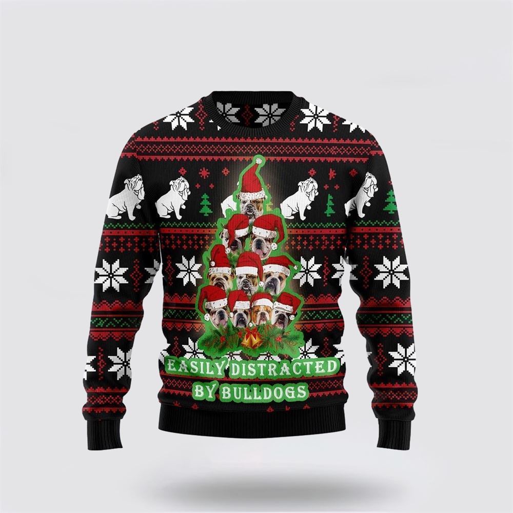 Bulldog Pine Tree Christmas Ugly Christmas Sweater For Men And Women, Gift For Christmas, Best Winter Christmas Outfit