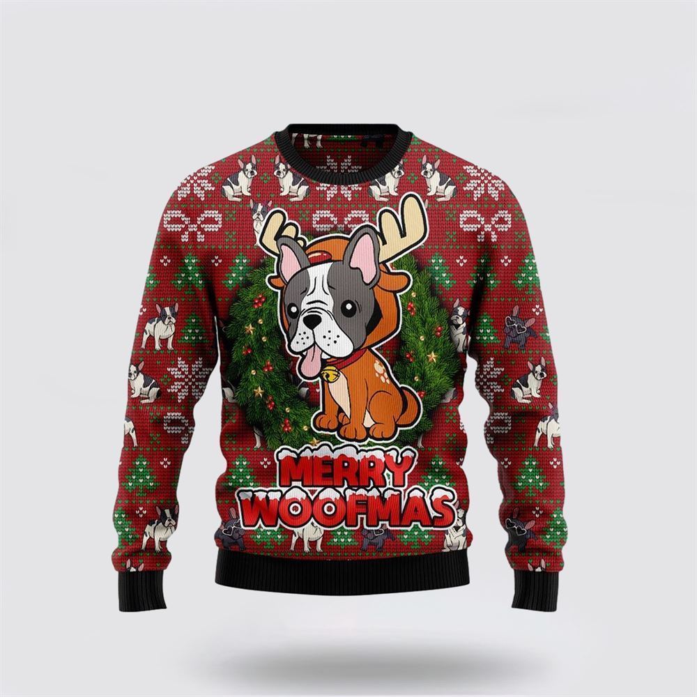Bulldog Reindeer Ugly Christmas Sweater For Men And Women, Gift For Christmas, Best Winter Christmas Outfit