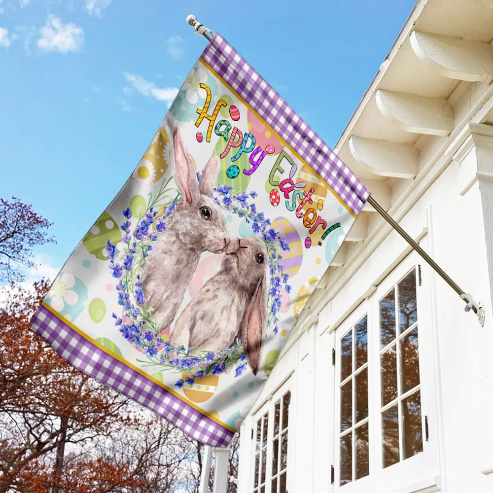 Bunny Couple Easter Flag - Easter House Flags - Christian Easter Garden Flags