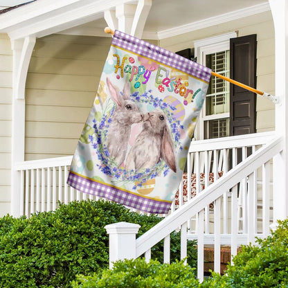 Bunny Couple Easter Flag - Easter House Flags - Christian Easter Garden Flags