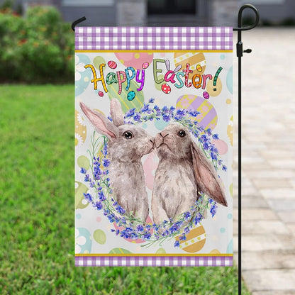 Bunny Couple Easter Flag - Easter House Flags - Christian Easter Garden Flags