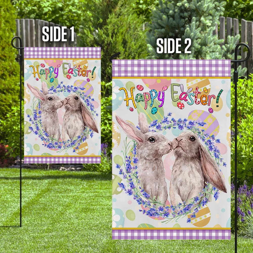 Bunny Couple Easter Flag - Easter House Flags - Christian Easter Garden Flags