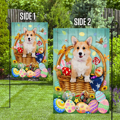 Bunny Eggs Corgi Easter House Flags - Happy Easter Garden Flag - Decorative Easter Flags