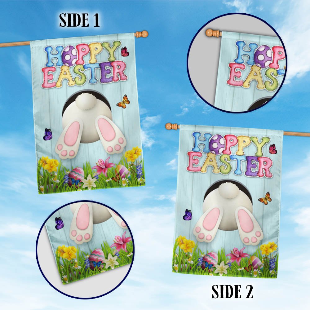 Bunny Eggs Happy Easter Flag - Religious Easter House Flags - Easter Garden Flags