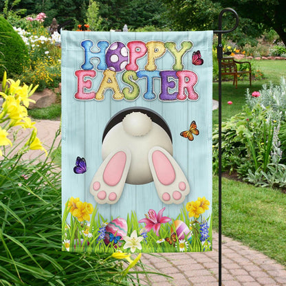 Bunny Eggs Happy Easter Flag - Religious Easter House Flags - Easter Garden Flags