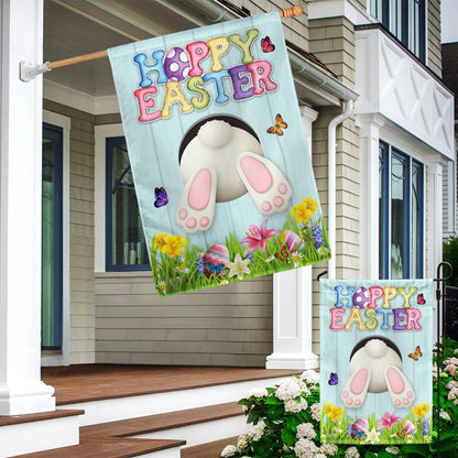 Bunny Eggs Happy Easter Flag - Religious Easter House Flags - Easter Garden Flags