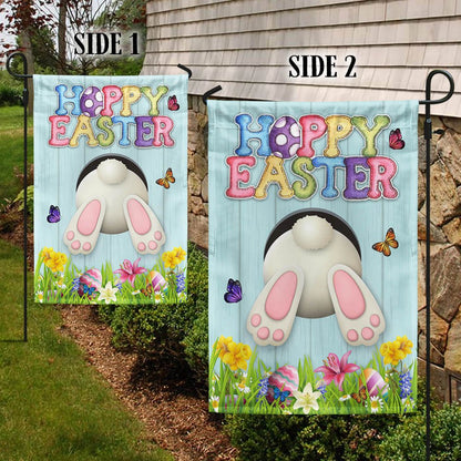 Bunny Eggs Happy Easter Flag - Religious Easter House Flags - Easter Garden Flags