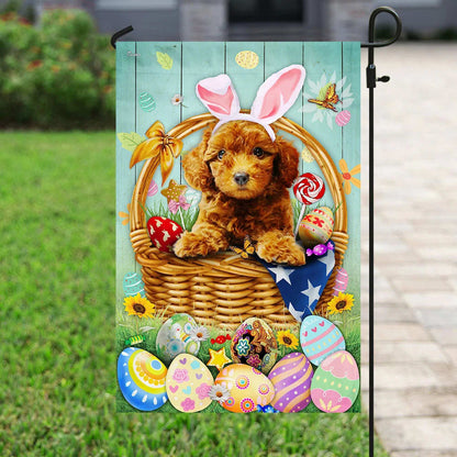 Bunny Eggs Poodle Easter House Flags - Happy Easter Garden Flag - Decorative Easter Flags