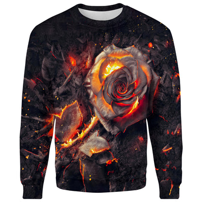 Burned Rose - Christian Hoodie 3d - God 3d Sweatershirt - Christian Shirt