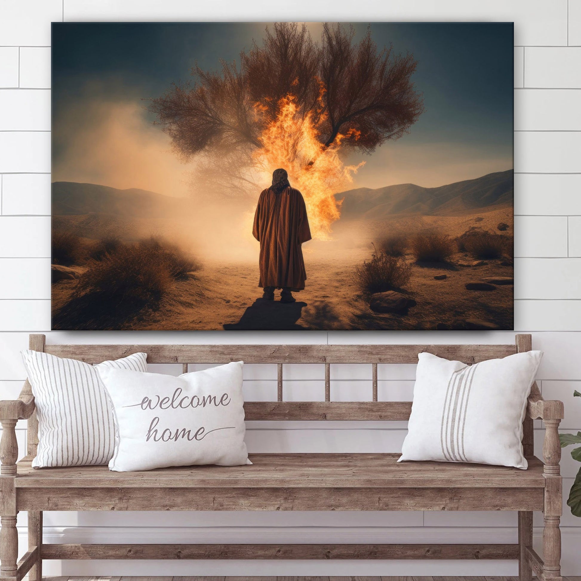 Burning Bush Jesus Bible Art Modern Bible - Canvas Pictures - Jesus Canvas Art - Christian Wall Art