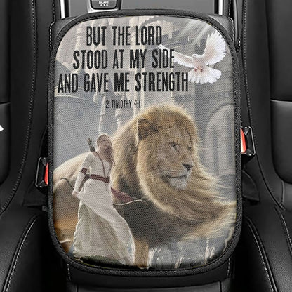 But The Lord Stood With Me And Gave Me Strength Seat Box Cover, Christian Inspirational Car Center Console Cover