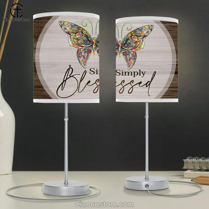 Butterflies Simply Blessed Table Lamp For Bedroom - - Christian Room Decor