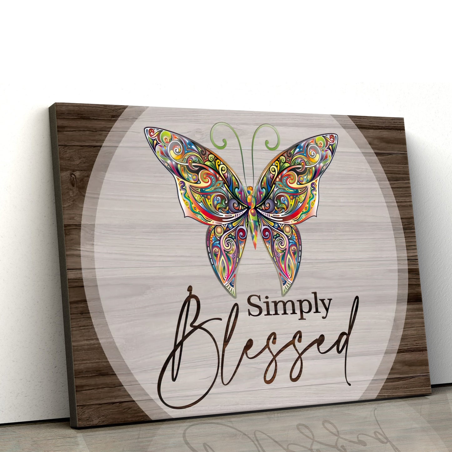 Butterflies Simply Blessed Wall Art Canvas Christian Decor - Art On Poster