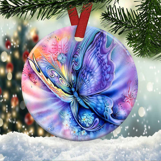 Butterfly 2 Ceramic Circle Ornament - Decorative Ornament - Christmas Ornament