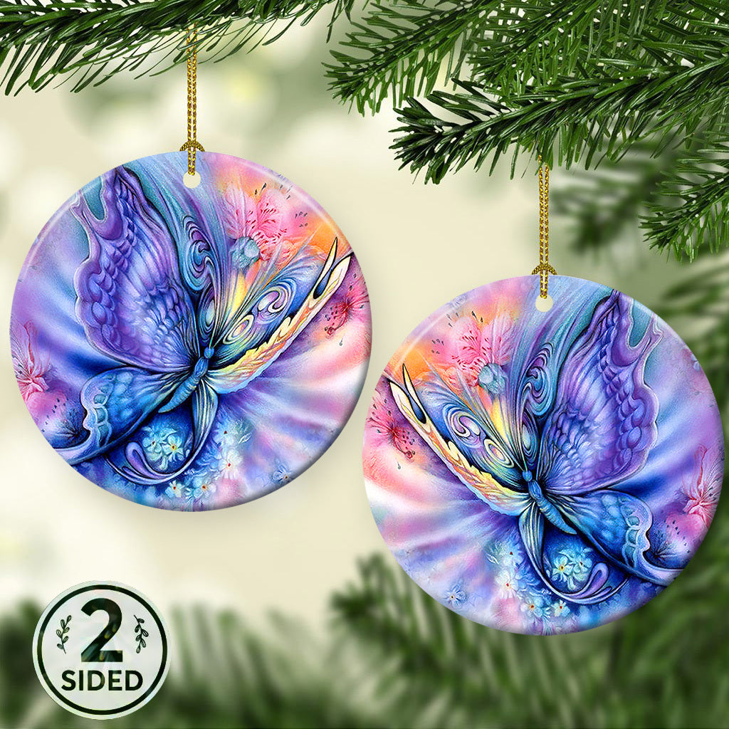 Butterfly 2 Ceramic Circle Ornament - Decorative Ornament - Christmas Ornament