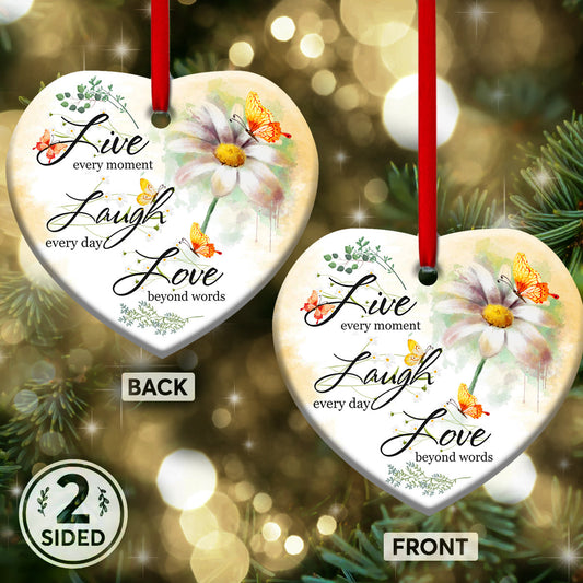 Butterfly 2 Heart Ceramic Ornament - Christmas Ornament - Christmas Gift