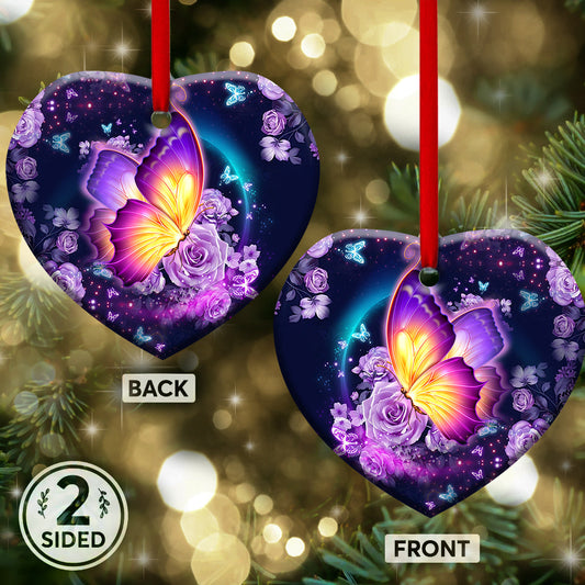 Butterfly 3 Heart Ceramic Ornament - Christmas Ornament - Christmas Gift