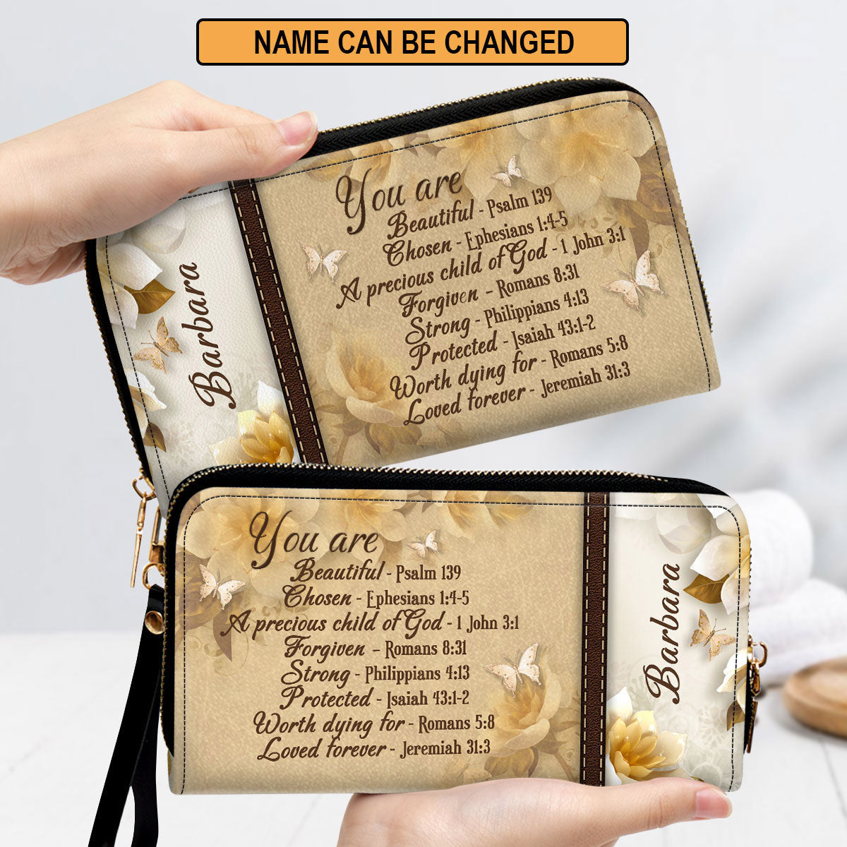 Butterfly A Precious Child Of God Clutch Purse For Women - Personalized Name - Christian Gifts For Women