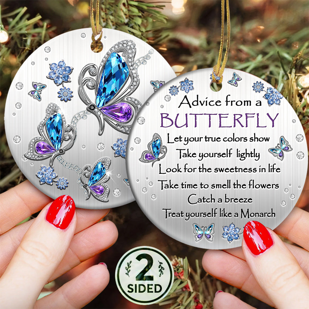 Butterfly Advice Circle Ornament - Christmas Ornament - Ciaocustom