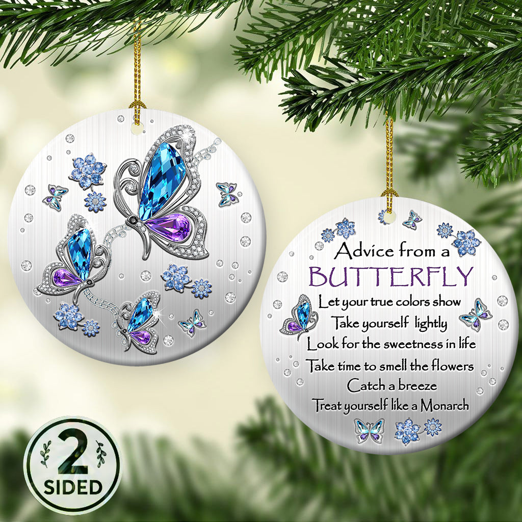 Butterfly Advice Circle Ornament - Christmas Ornament - Ciaocustom