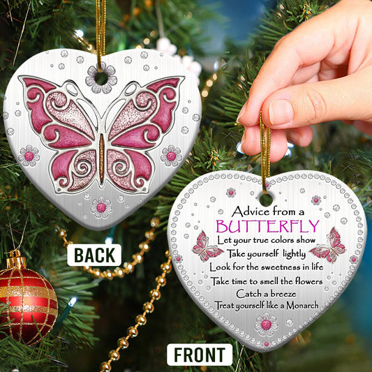 Butterfly Advice Heart Ornament - Christmas Ornament - Ciaocustom