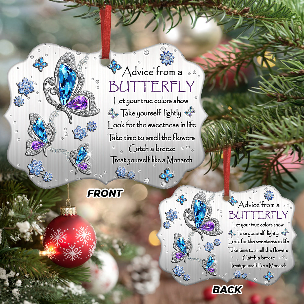 Butterfly Advice Metal Ornament - Christmas Ornament - Christmas Gift