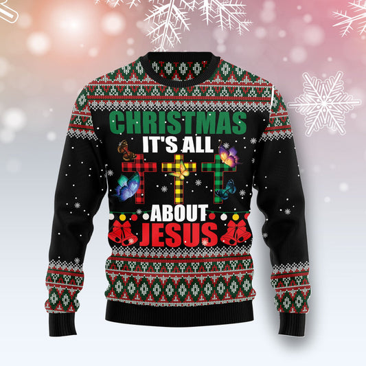 Butterfly All About Jesus Ugly Christmas Sweater - Xmas Gifts For Him Or Her - Christmas Gift For Friends