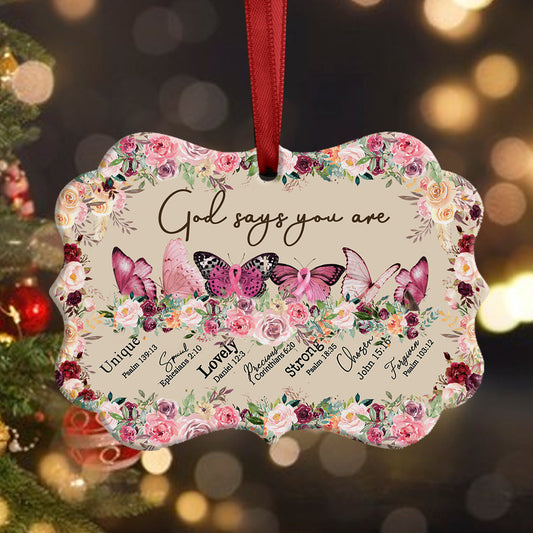 Butterfly Brc Breast Cancer Awareness Metal Ornament - Christmas Ornament - Christmas Gift
