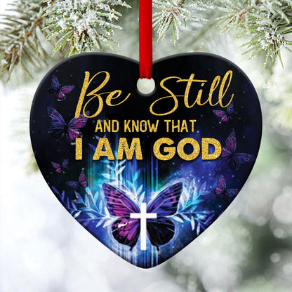 Butterfly Ceramic Heart Ornament - Believe In God - Christmas Decor - Funny Ornament