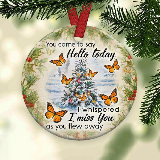 Butterfly Christmas Ceramic Circle Ornament - Decorative Ornament - Christmas Ornament